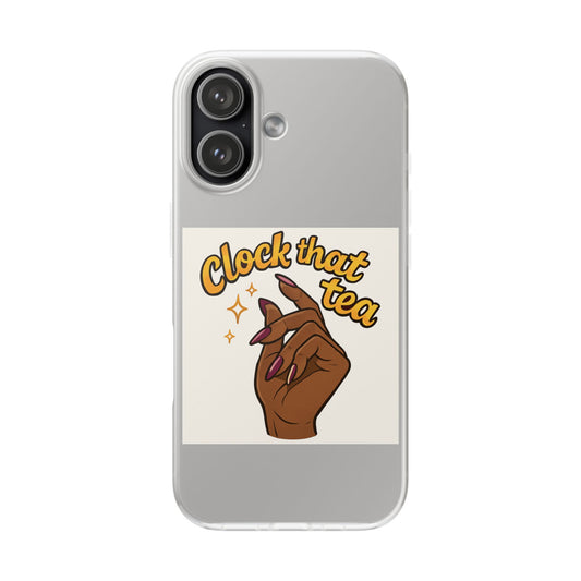 Phone Case - "Clock That Tea" Illustration Clear Flexible Case